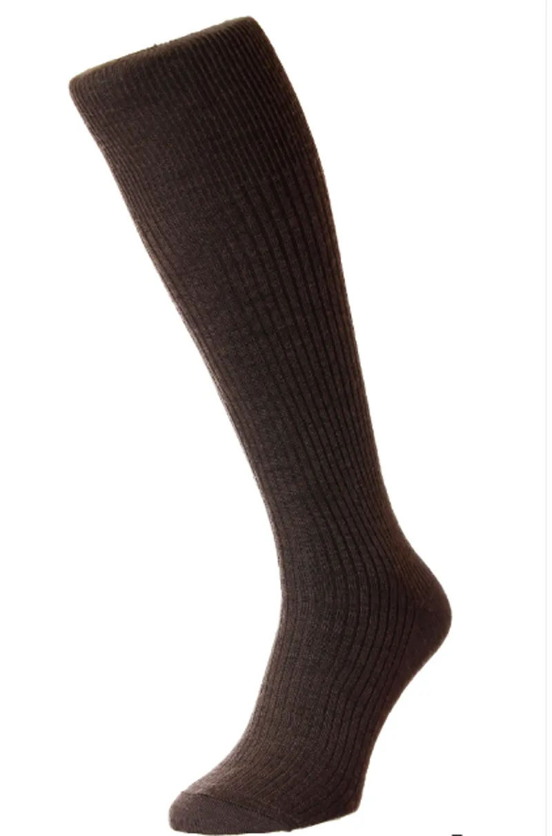 HJ77DarkBrown Wool Knee High